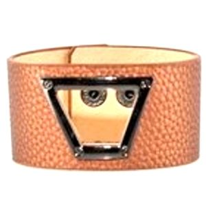 Bronze leatherlike cuff w/ gunmetal peekaboo